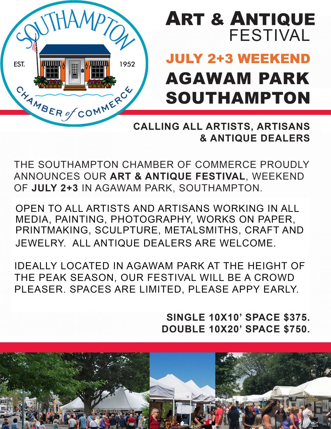 Call for Artists Art & Antique Festival, Agawam Park, Southampton NYC